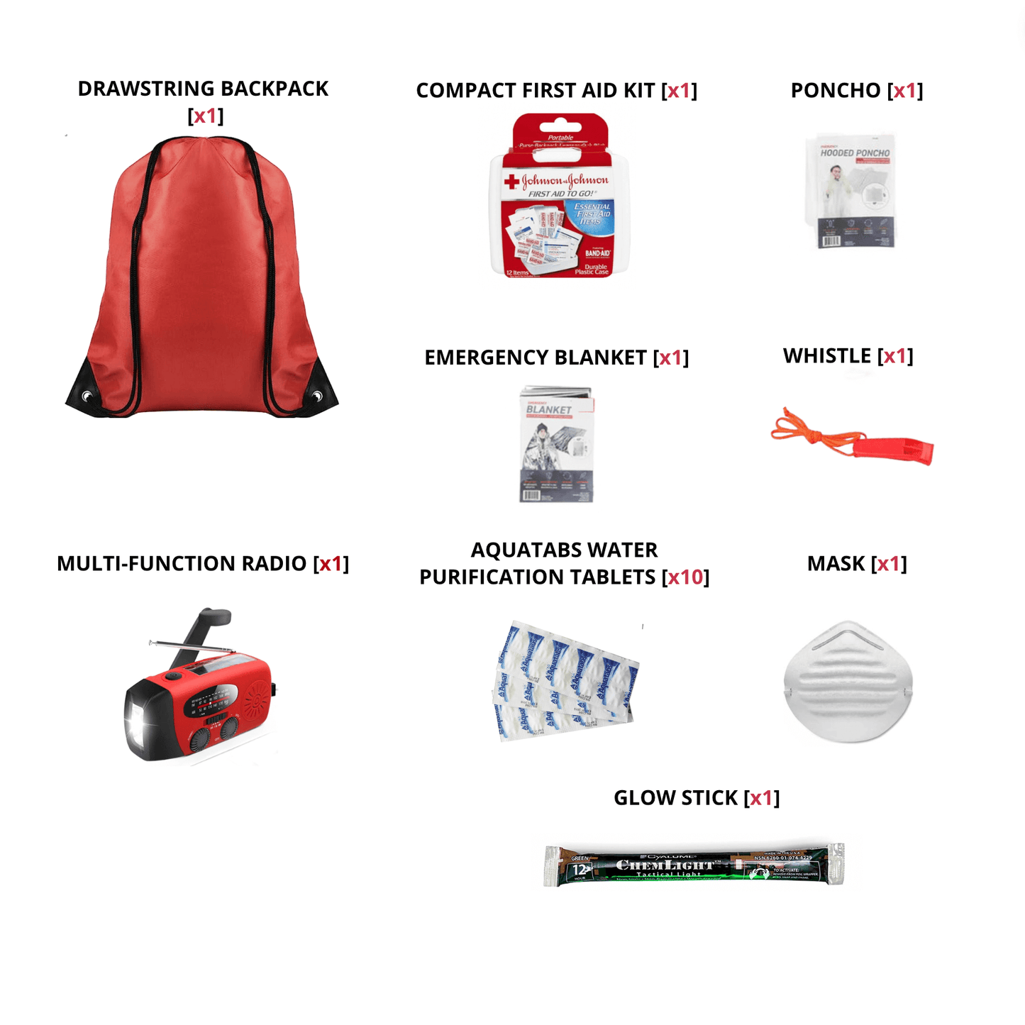 Sac à dos essentiel - Kit de survie d'urgence