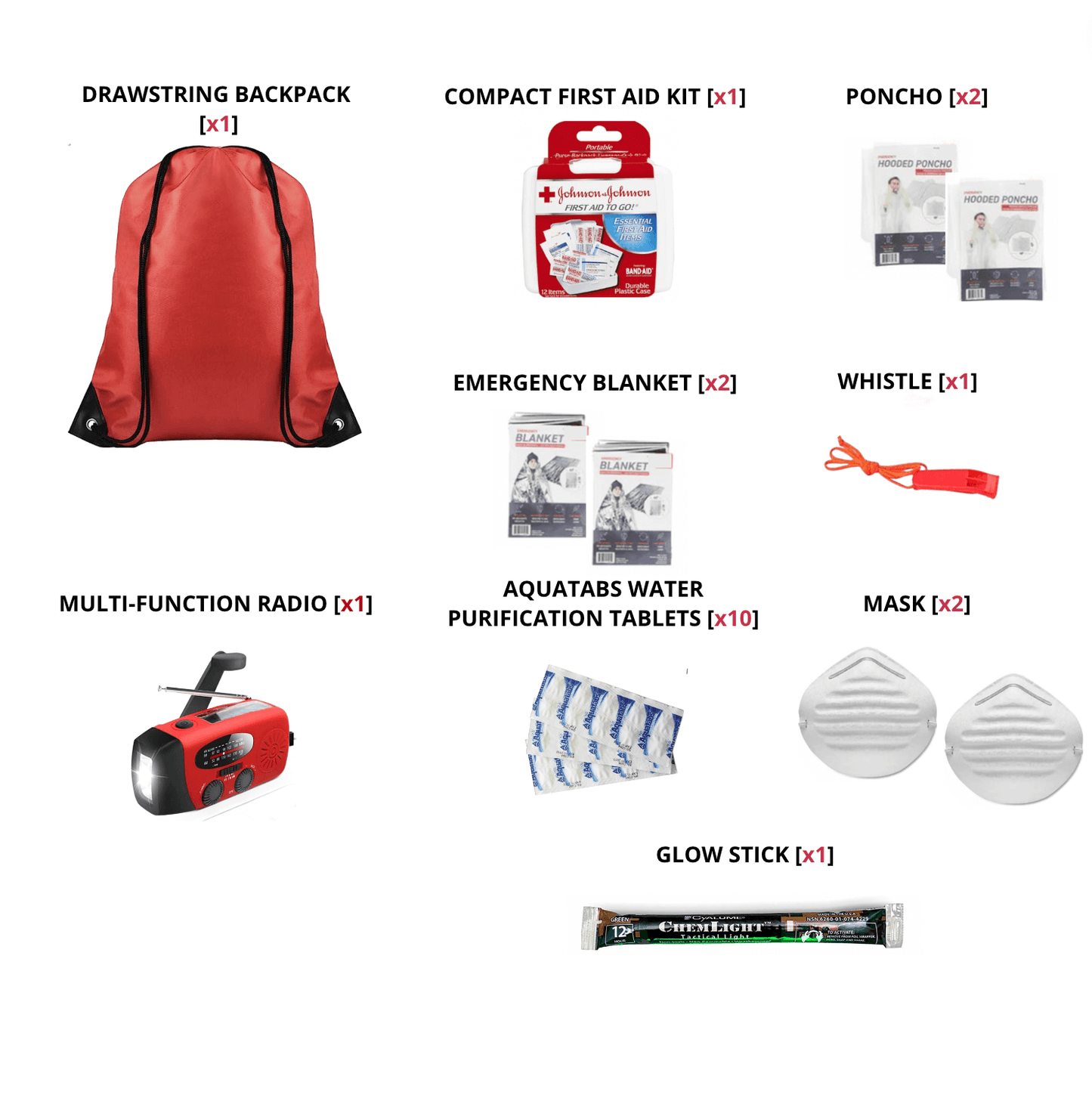 Sac à dos essentiel - Kit de survie d'urgence