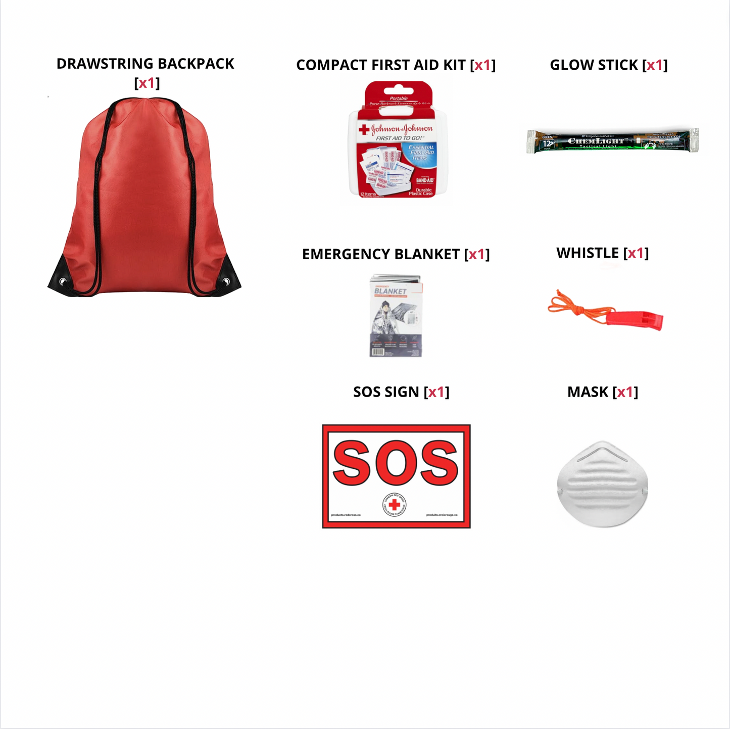 Sac à dos pour enfants - Kit de survie d'urgence